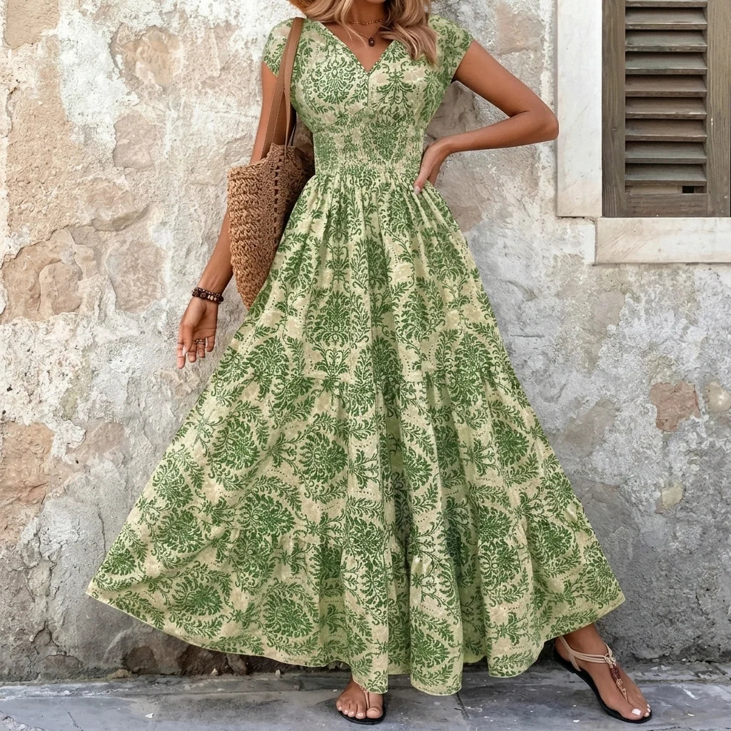 Women's Smocked Floral Maxi Dress