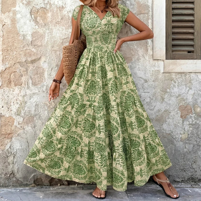 Women's Smocked Floral Maxi Dress