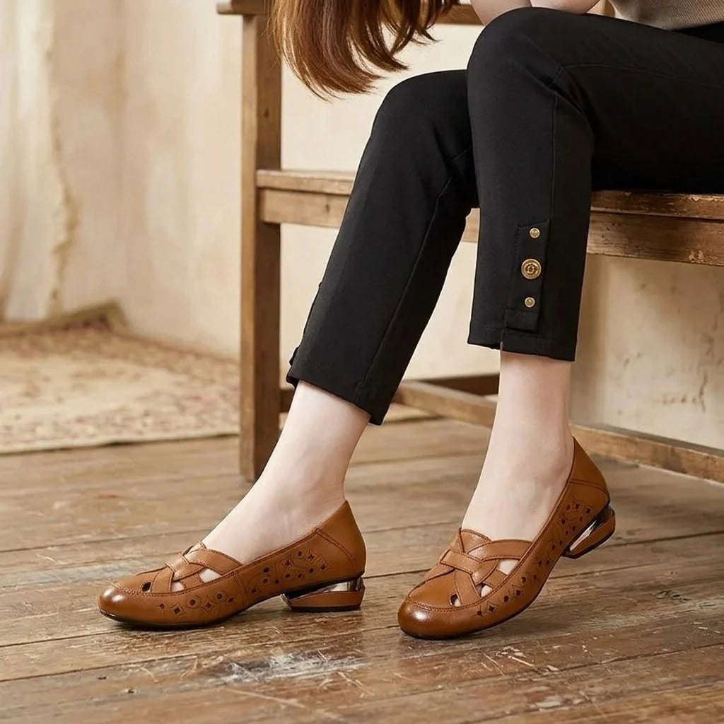 Woven Cutout PU Slip-On Flat