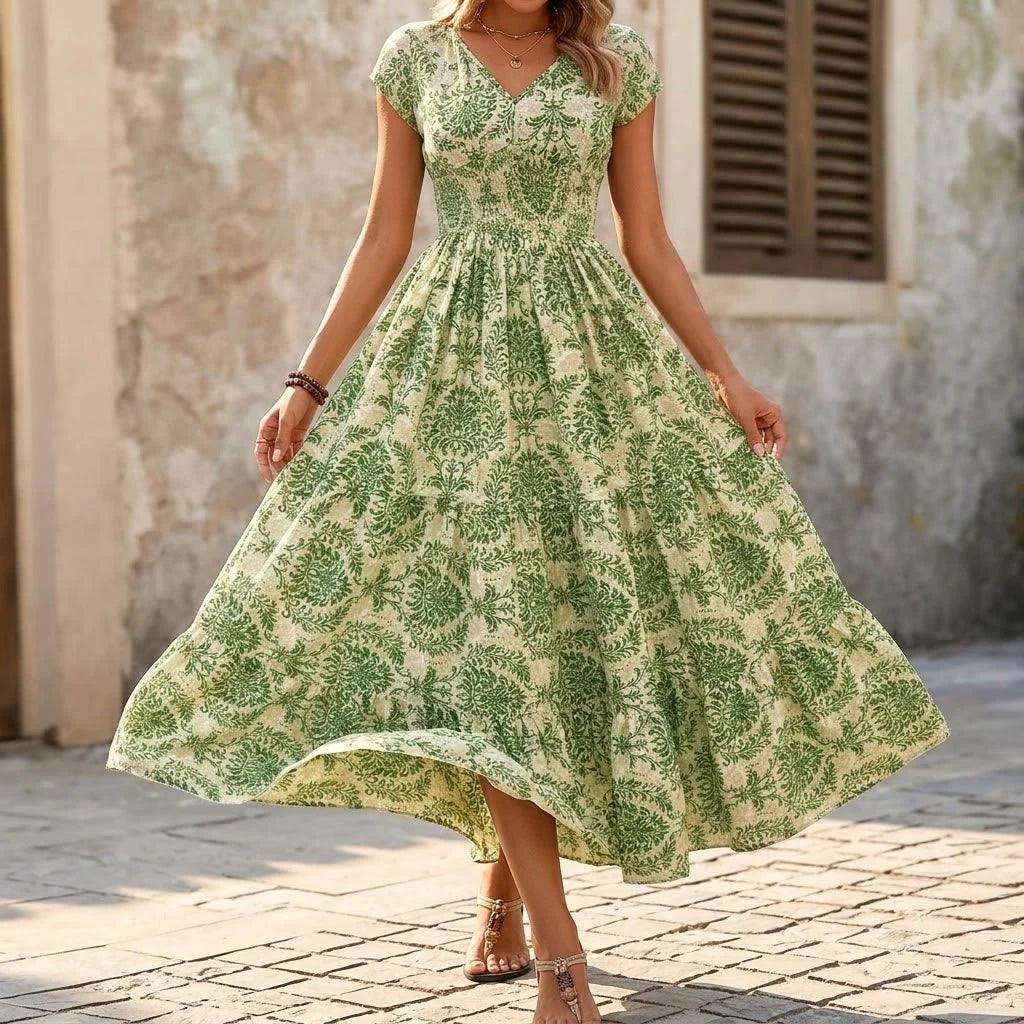 Women's Smocked Floral Maxi Dress