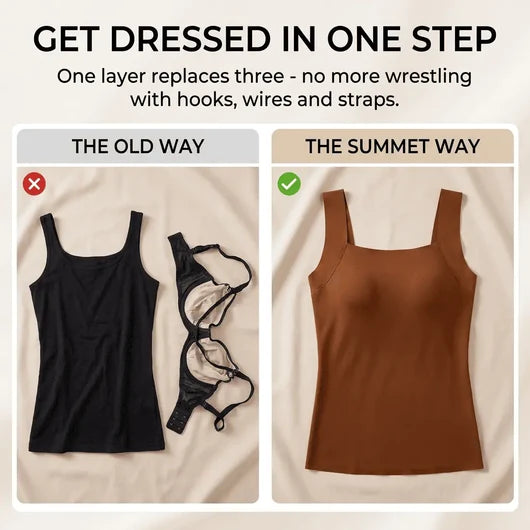 Whisper-Soft Seamless Bra 2-in-1 Camisole Band-Free Bra Tank