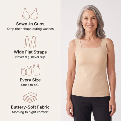 Whisper-Soft Seamless Bra 2-in-1 Camisole Band-Free Bra Tank