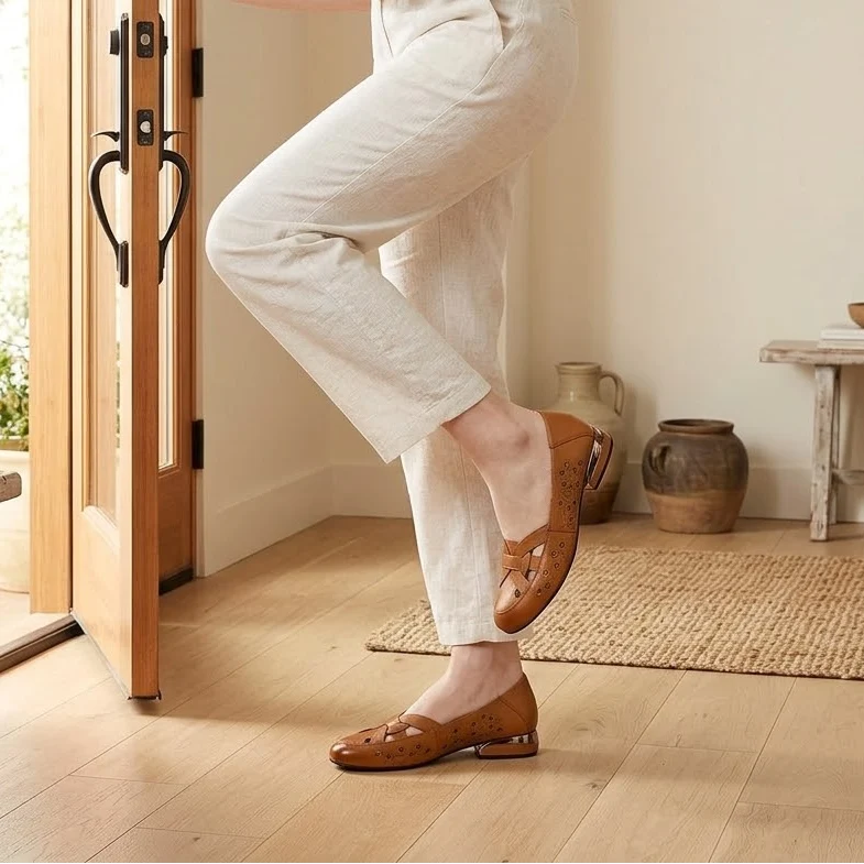 Woven Cutout PU Slip-On Flat