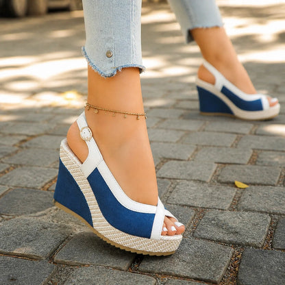 Cushioned Peep-Toe Wedge Sandals