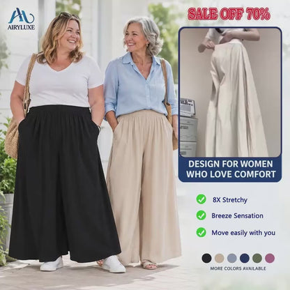AiryLuxe - Women's Elegant Wide-Leg Skirt Pants