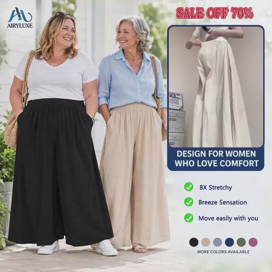 AiryLuxe - Women's Elegant Wide-Leg Skirt Pants