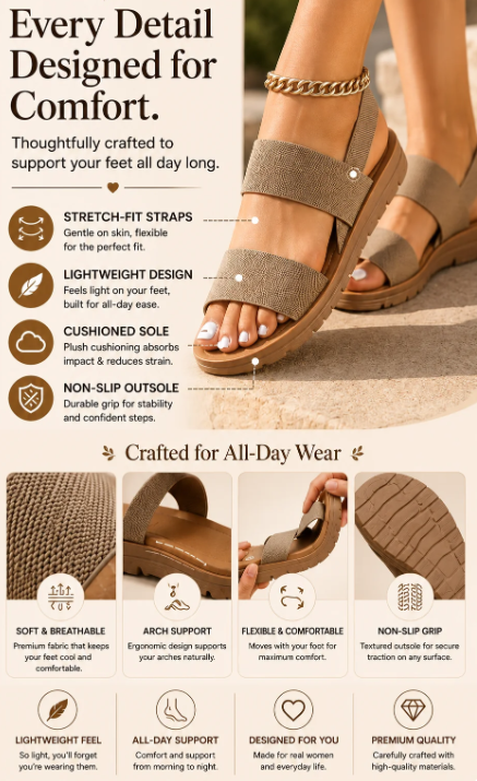 Mirelle™ Stretch Strap Walking Sandals