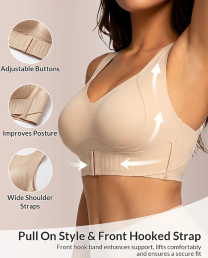 Seamless Posture Corrector Wireless Bra - Front Closure Push-Up Effect