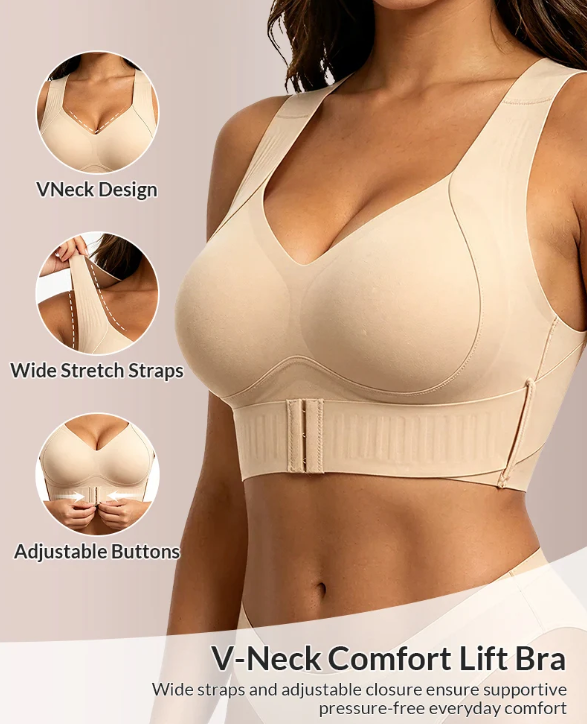 Seamless Posture Corrector Wireless Bra - Front Closure Push-Up Effect