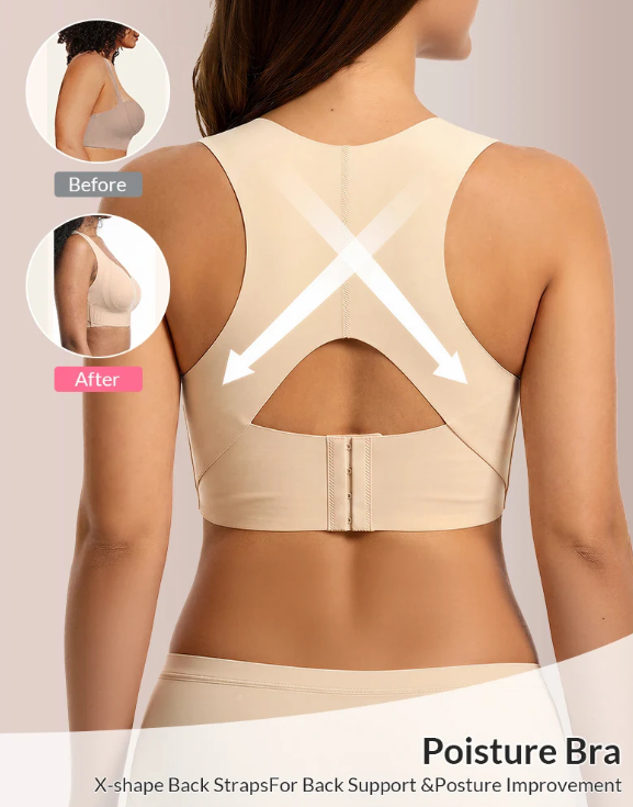 Seamless Posture Corrector Wireless Bra - Front Closure Push-Up Effect