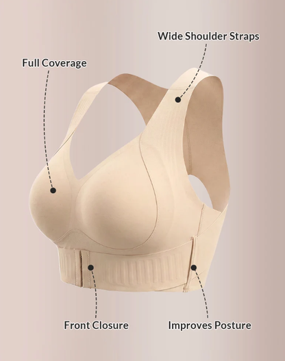 Seamless Posture Corrector Wireless Bra - Front Closure Push-Up Effect