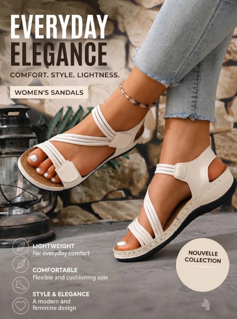 Women's Summer Sandals - Adjustable Ankle Strap Platform Wedge Heels