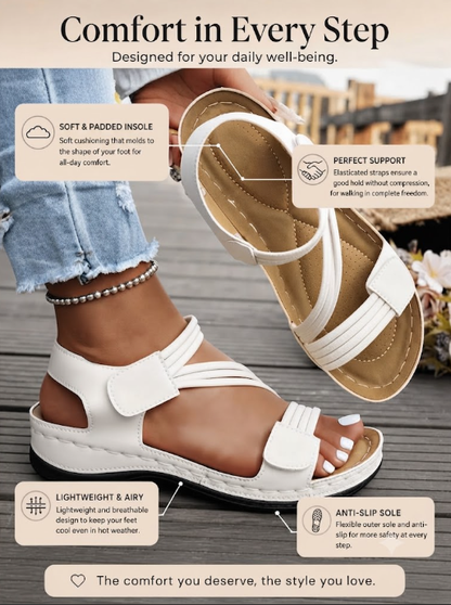 Women's Summer Sandals - Adjustable Ankle Strap Platform Wedge Heels