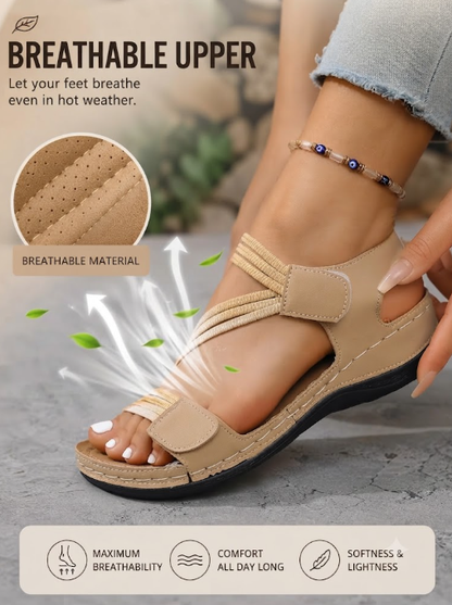 Women's Summer Sandals - Adjustable Ankle Strap Platform Wedge Heels