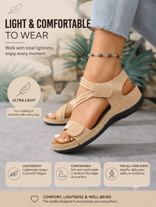 Women's Summer Sandals - Adjustable Ankle Strap Platform Wedge Heels