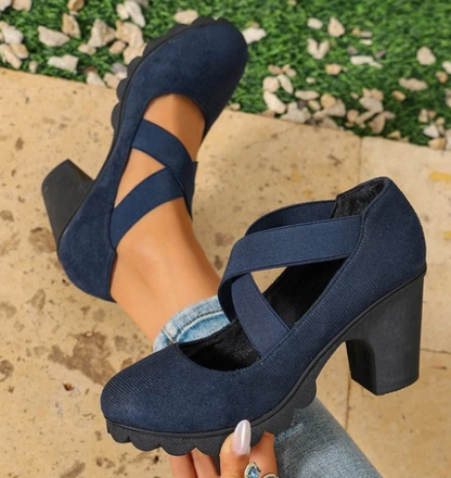 Women's Cutout Crisscross Mary Jane Platform Heels