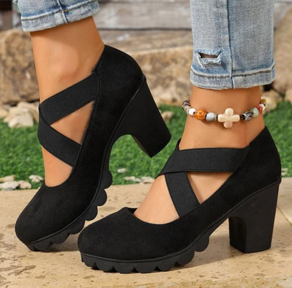 Women's Cutout Crisscross Mary Jane Platform Heels
