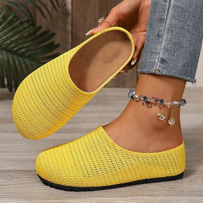 Women's breathable knit slip-on mules