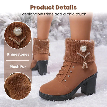 🔥Popular product 😘✨Warm lined women's ankle boots with block heels