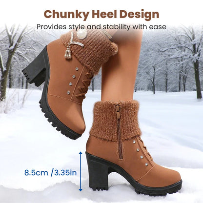 🔥Popular product 😘✨Warm lined women's ankle boots with block heels