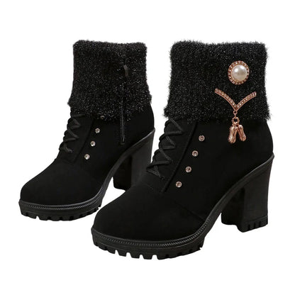 🔥Popular product 😘✨Warm lined women's ankle boots with block heels